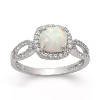 Simulated Opal & Lab Created White Sapphire Sterling Silver Ring