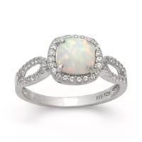 Simulated Opal & Lab Created White Sapphire Sterling Silver Ring