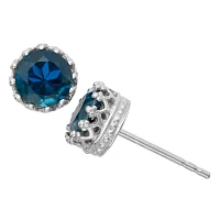 Genuine London Blue Topaz Sterling Silver Earrings