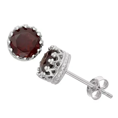 Genuine Garnet Sterling Silver Earrings