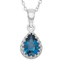 Genuine London Blue Topaz Sterling Silver Pendant Necklace