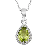 Genuine Peridot Sterling Silver Pendant Necklace