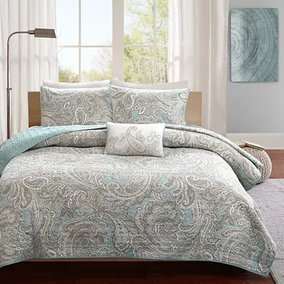 Madison Park Pure Dermot 4-Pc Cotton Quilt Set With Throw Pillow