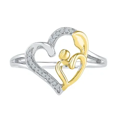 Womens Diamond Accent Mined White 10K Gold Over Silver Heart Cocktail Ring