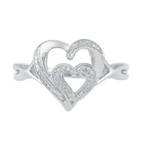 Womens Diamond Accent Natural White Sterling Silver Heart Cocktail Ring