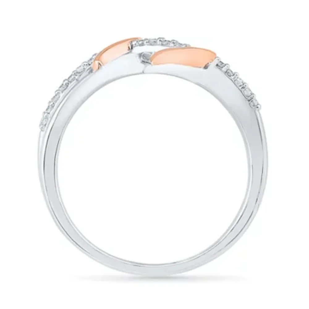Womens 1/ CT. T.W. Natural White Diamond 10K Gold Over Silver Heart Cocktail Ring