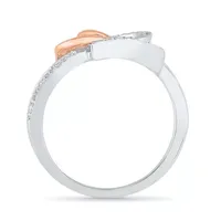 Womens 1/6 CT. T.W. Natural White Diamond 10K Gold Over Silver Heart Cocktail Ring