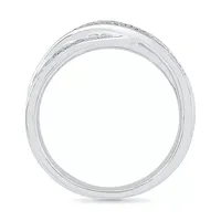 2MM Diamond Accent Natural White Sterling Silver Crossover Band