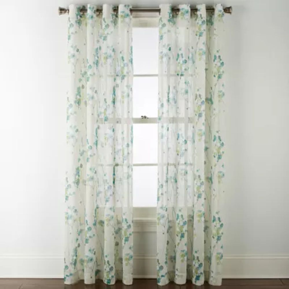 JCPenney Home Caspian Sheer Grommet Top Single Curtain Panel