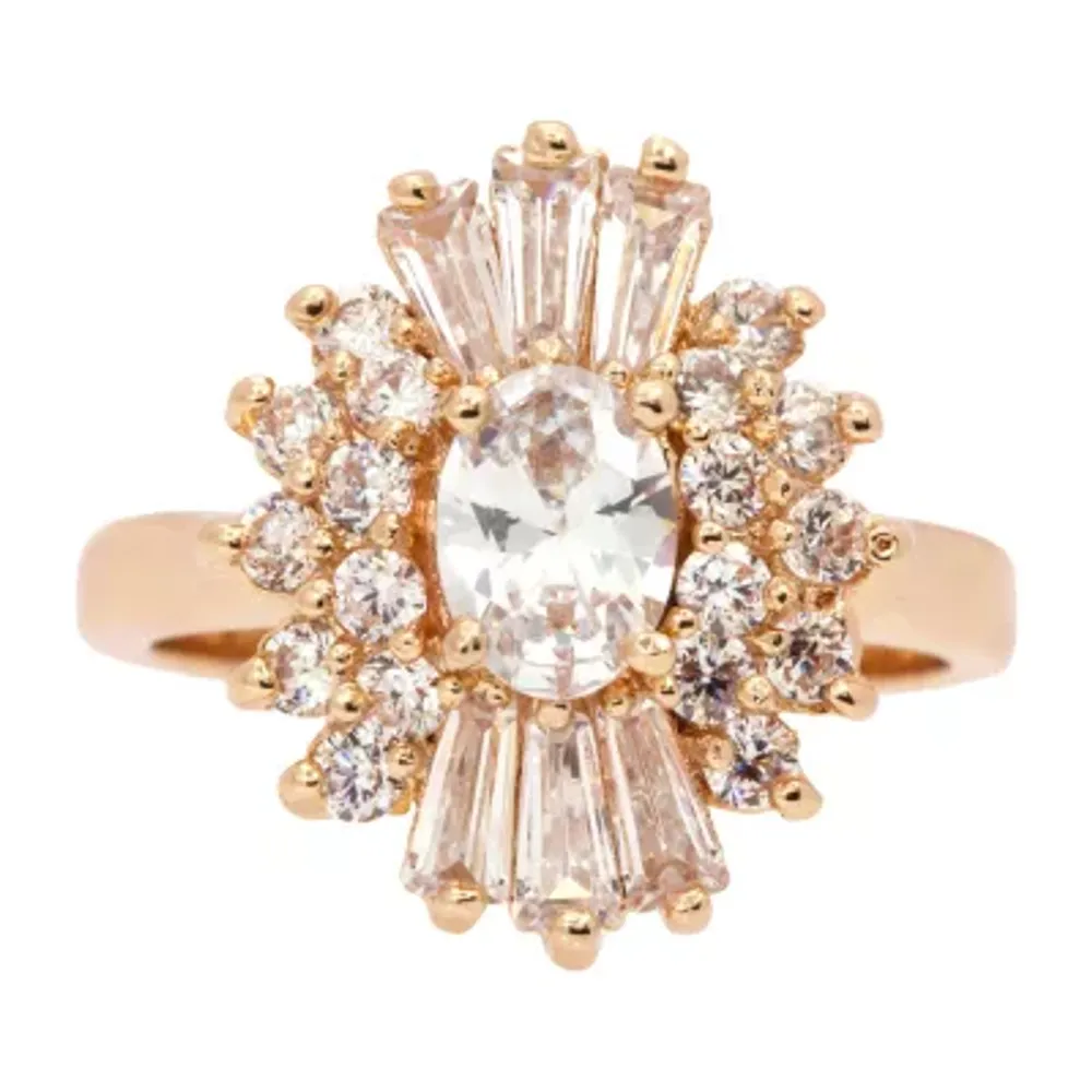 Sparkle Allure Cubic Zirconia 14K Gold Over Brass Cocktail Ring