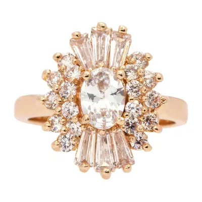 Sparkle Allure Cubic Zirconia 14K Gold Over Brass Cocktail Ring