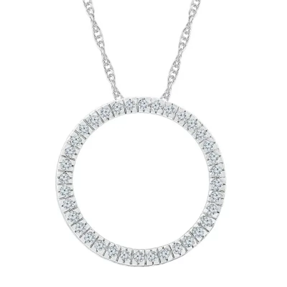 Womens / CT. T.W. Natural White Diamond 10K White Gold Circle Pendant Necklace