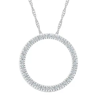 Womens / CT. T.W. Natural White Diamond 10K White Gold Circle Pendant Necklace