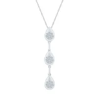 Linear Teardrop Womens 3/8 CT. T.W. Mined White Diamond 10K White Gold Pear Pendant Necklace