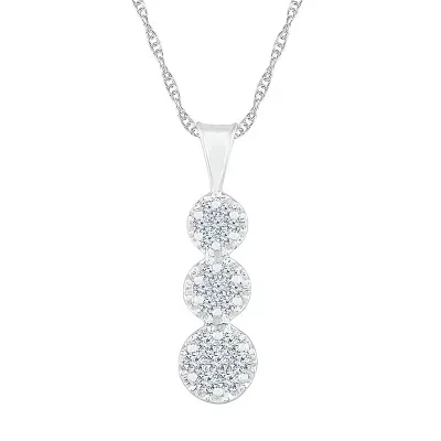 Womens 1/ CT. T.W. Natural White Diamond 10K White Gold Pendant Necklace