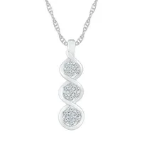 Linear 3-Stone Style Womens 1/3 CT. T.W. Mined White Diamond 10K White Gold Pendant Necklace