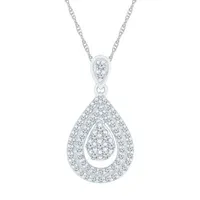 Teardrop Womens / CT. T.W. Natural White Diamond 10K White Gold Pear Pendant Necklace