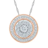 Womens 1/2 CT. T.W. Natural White Diamond 10K Two Tone Gold Round Pendant Necklace