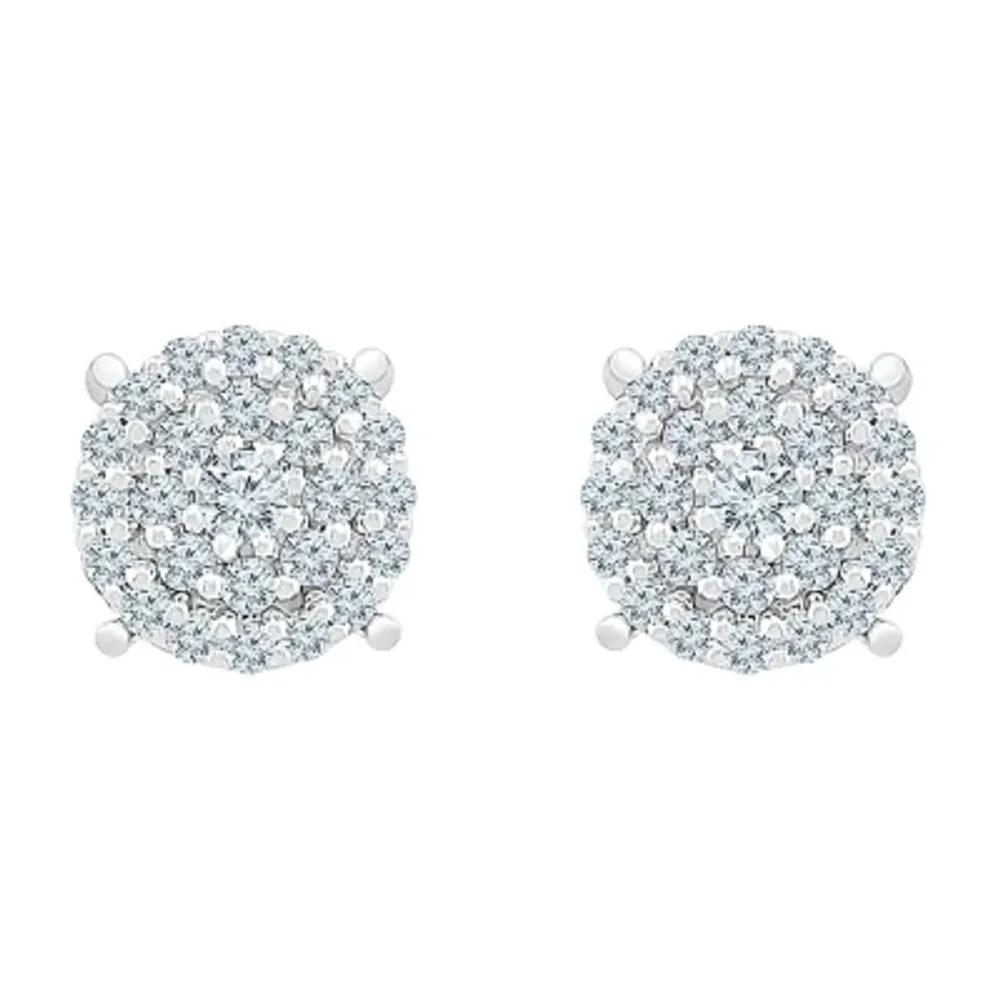 1/4 CT. T.W. Natural White Diamond 10K White Gold 5.9mm Stud Earrings