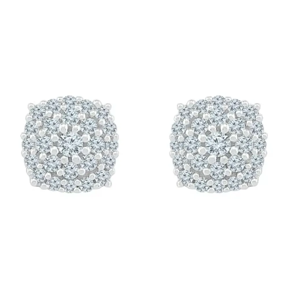 1/4 CT. T.W. Natural White Diamond 10K White Gold 5.8mm Stud Earrings