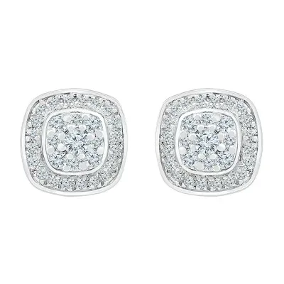 1/2 CT. T.W. Mined White Diamond 10K White Gold 9.9mm Stud Earrings