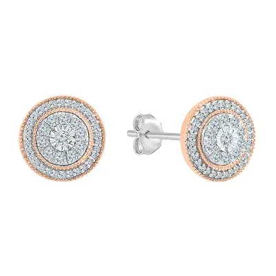 1/ CT. T.W. Natural White Diamond 10K Two Tone Gold 10.9mm Stud Earrings