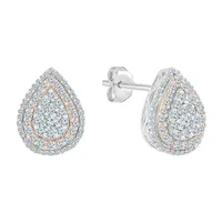 1 CT. T.W. Natural White Diamond 10K Two Tone Gold 13.4mm Pear Stud Earrings