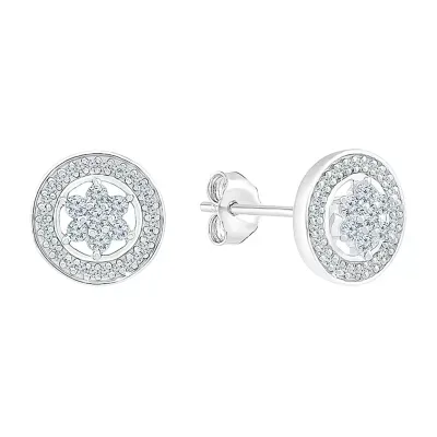 1/4 CT. T.W. Natural White Diamond 10K White Gold 9mm Stud Earrings