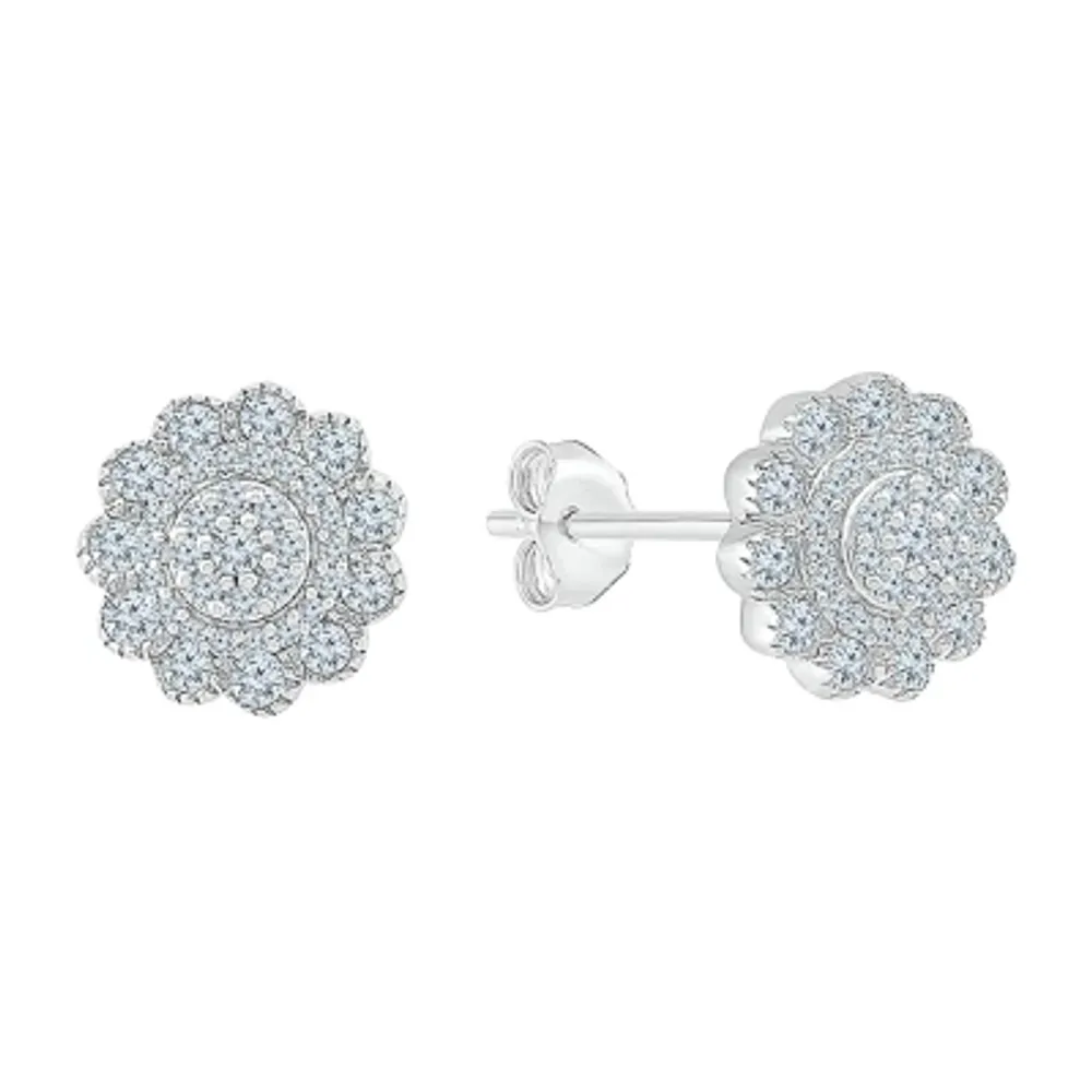 3/8 CT. T.W. Natural White Diamond 10K White Gold 9.2mm Stud Earrings