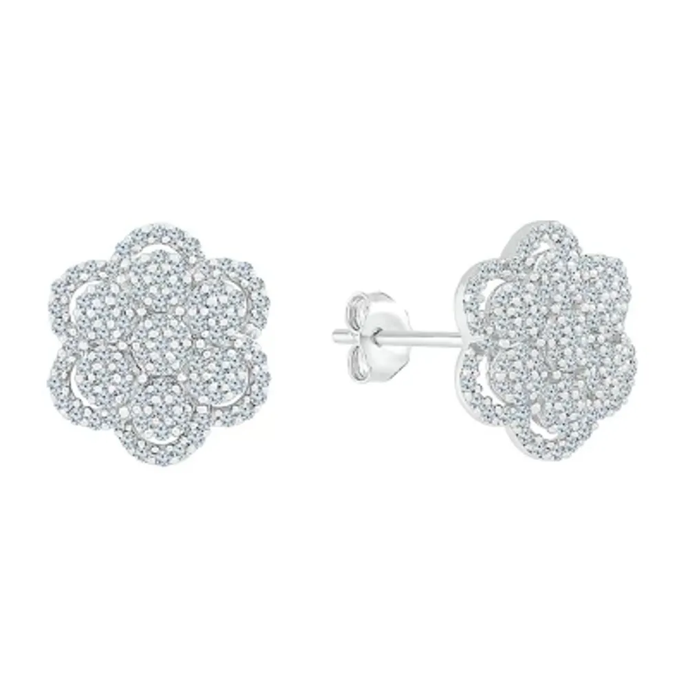 1/3 CT. T.W. Natural White Diamond 10K White Gold 11.5mm Stud Earrings
