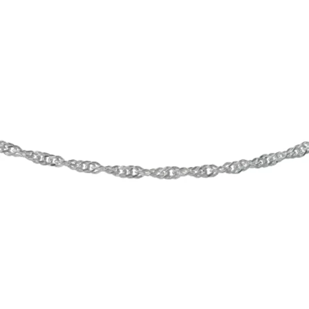 Made Italy Sterling Silver Solid Singapore Chain Necklace