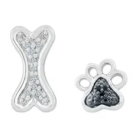 Mismatched Diamond Accent Natural Black Diamond Sterling Silver Drop Earrings