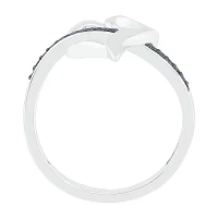 Womens Diamond Accent Natural Black Sterling Silver Heart Cocktail Ring