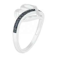 Womens Diamond Accent Natural Black Sterling Silver Heart Cocktail Ring
