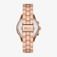 Relic By Fossil Womens Multi-Function Crystal Accent Rose Goldtone Bracelet Watch Zr15991