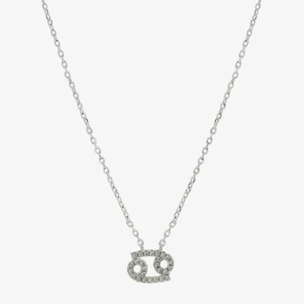 Sparkle Allure Zodiac Womens Cubic Zirconia Pure Silver Over Brass 16 Inch Pendant Necklace