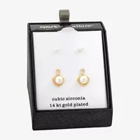 Sparkle Allure 2 Pair Simulated Pearl Earring Set