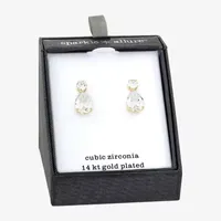 Sparkle Allure Cubic Zirconia 14K Gold Over Brass Pear Drop Earrings