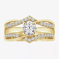 Womens 1/4 CT. T.W. Natural White Diamond 14K Gold Wedding Ring Guard