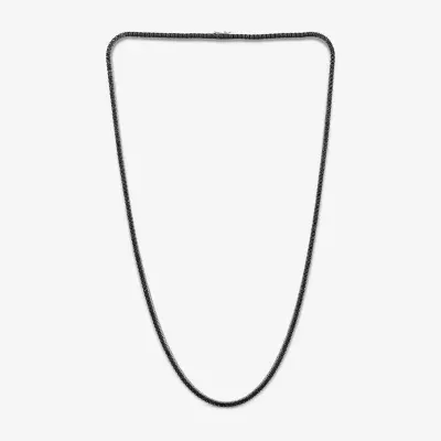 Mens 2 CT. T.W. Natural Black Diamond 10K White Gold Tennis Necklaces