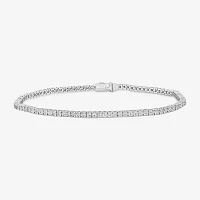 1 CT. T.W. Natural White Diamond 10K White Gold 8 1/2 Inch Tennis Bracelet