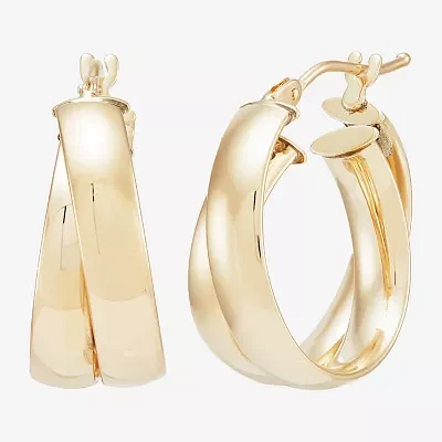 Made in Italy Womens 14K Gold 15mm Hoop Earrings