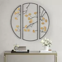 Madison Park Golden Gingko Leaves 3-pc. Floral Metal Wall Art