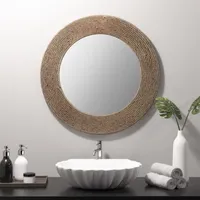 Madison Park Cove Round Jute Decorative Wall Mirror