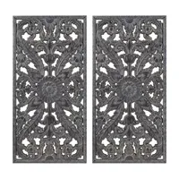 Madison Park Botanical Distressed Carved Wood 2-pc. Wall Art Sets