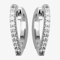 Paris 1901 By Charles Garnier White Cubic Zirconia Sterling Silver 16.6mm Heart Hoop Earrings