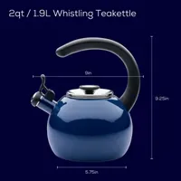 Circulon Enamel On Steel 2-Qt. Whistling Induction Tea Kettle with Flip-Up Spout