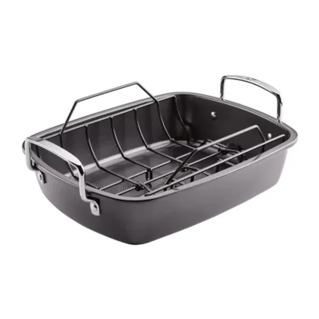 10 Quart Stainless Steel Oval Roaster Set with Wire Rack and High Dome Lid
