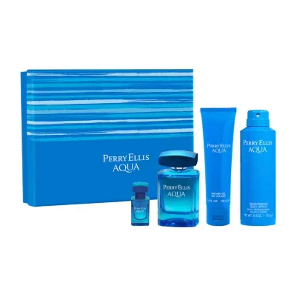 Perry Ellis Aqua For Men Eau De Toilette 4-Pc Gift Set ($107 Value)