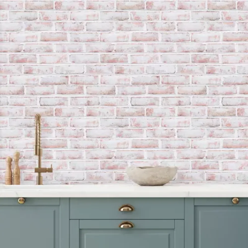 Tempaper White Washed Brick Peel & Stick Wallpaper